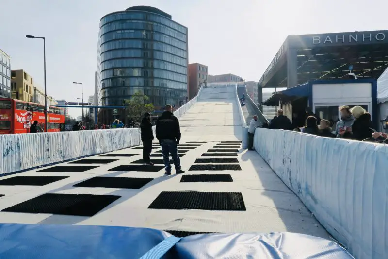 a snow slide at Berlin Christmas markets 