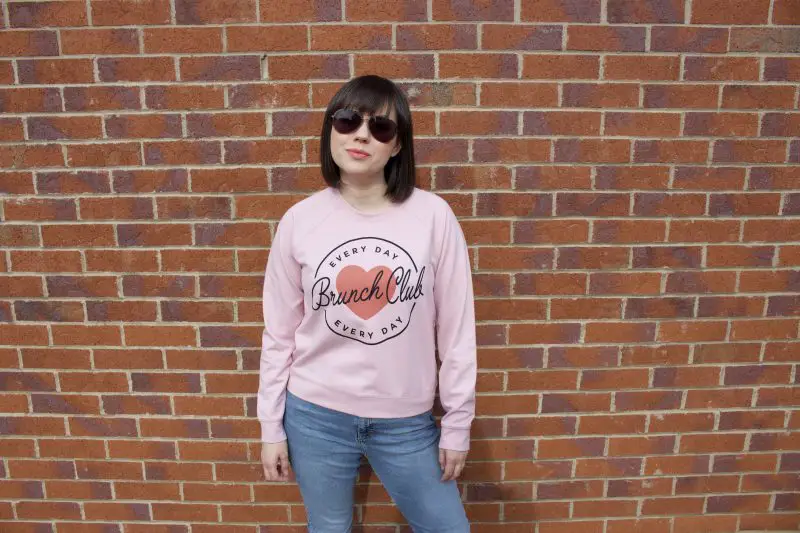 Joanie clothing review - a review of Joanie's Bronte reader club sweatshirt, Lotus brunch club sweatshirt and Zooey floral collar dress. 
