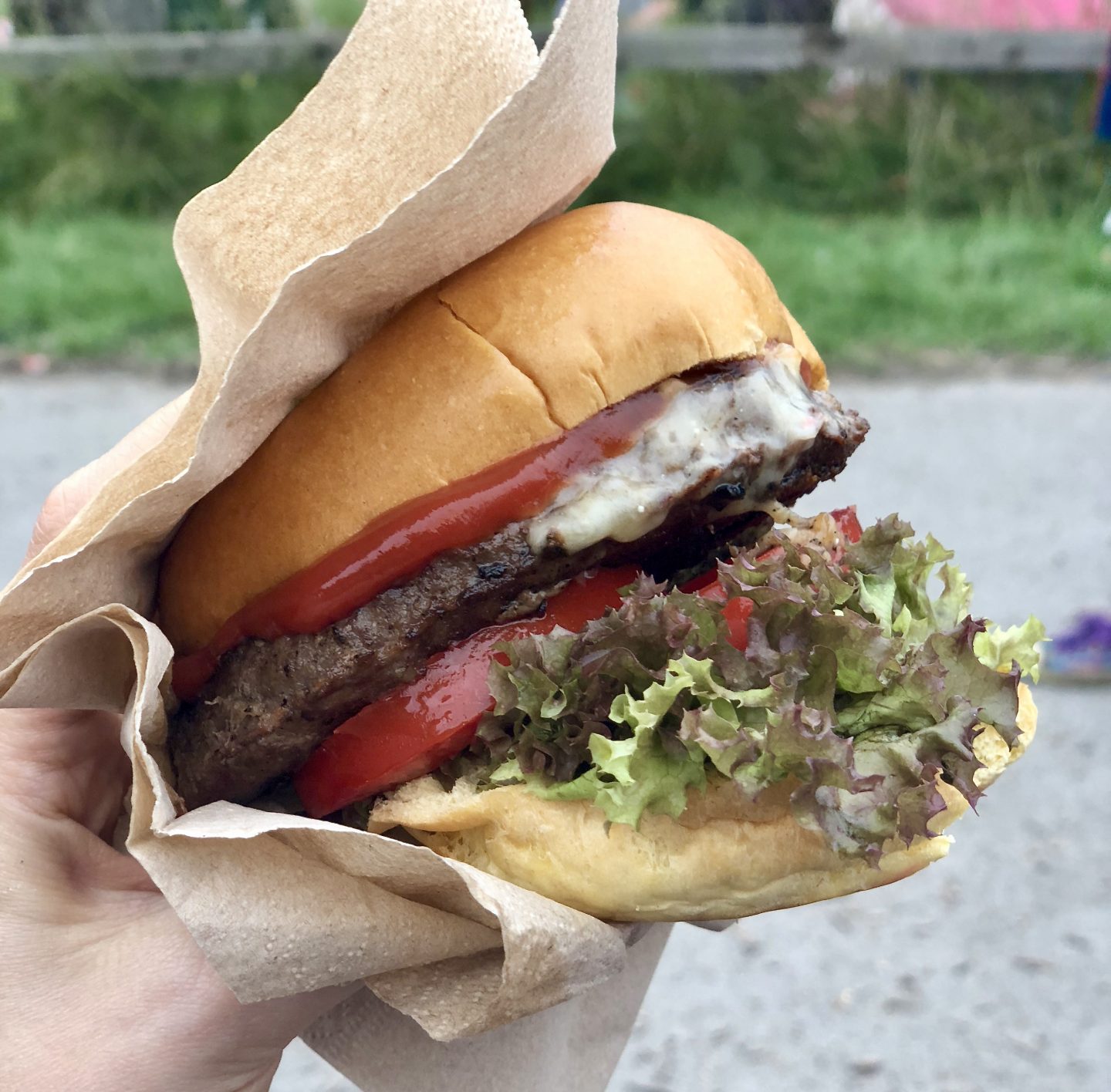 Just So Festival 2018 review and our top tips for Just So Festival - organic burger