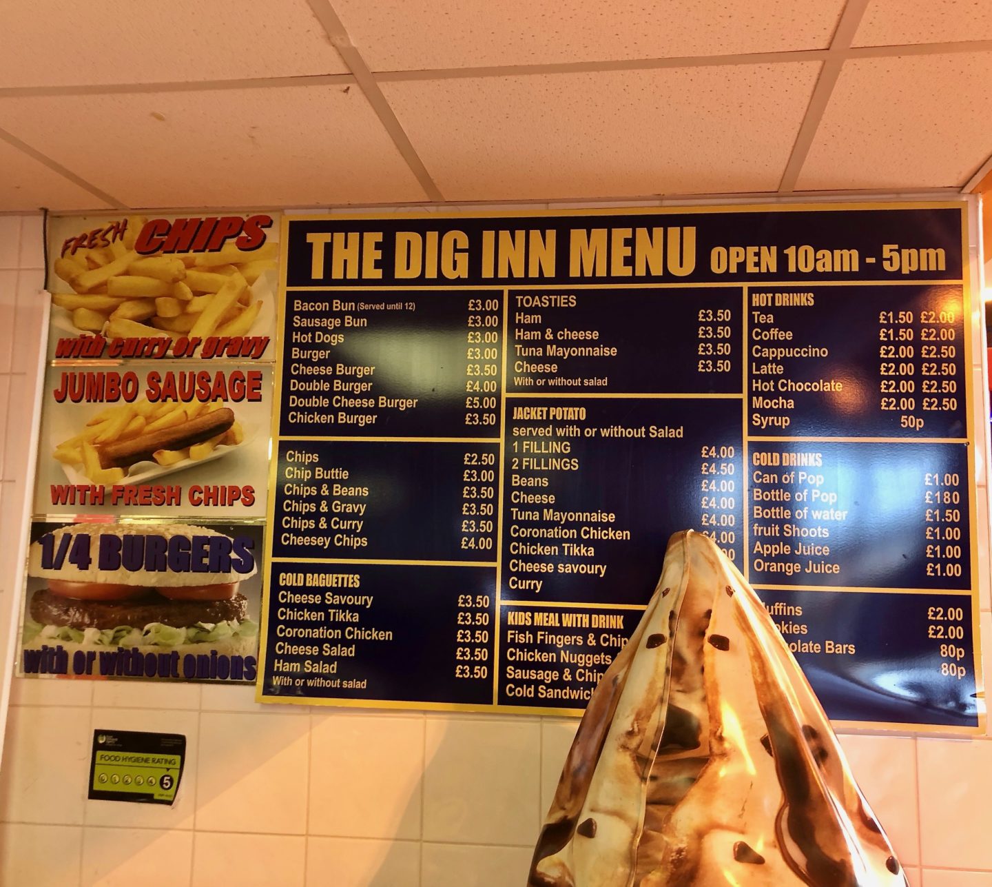 Diggerland Durham review - the food menu