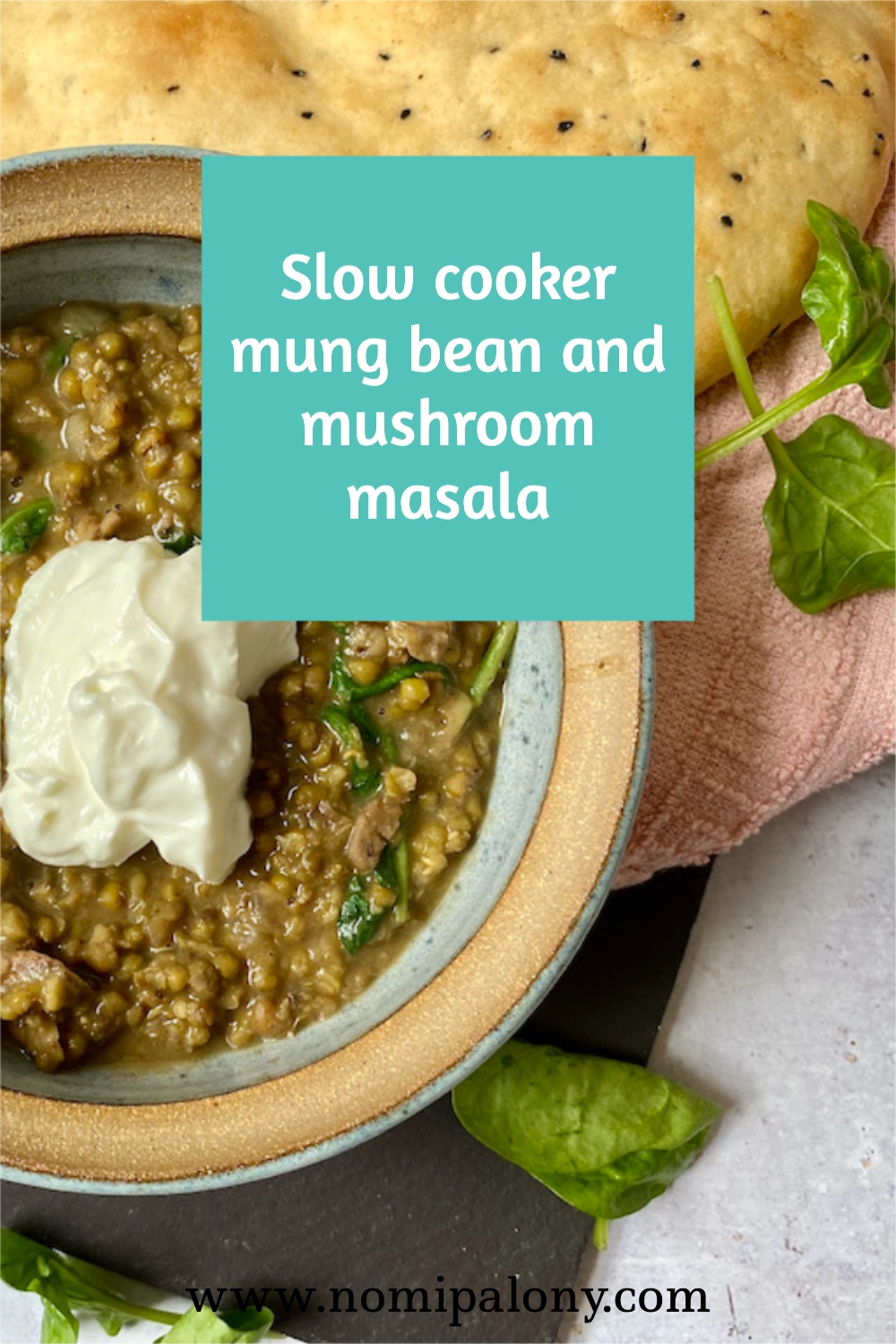Slow cooker mung bean and mushroom masala - Nomipalony